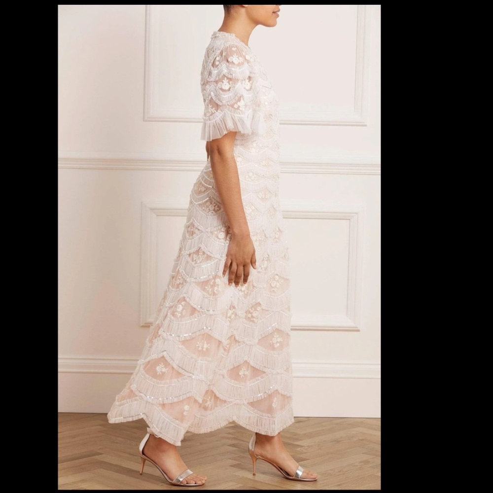 NEEDLE & THREAD WOMENS LUNETTE BLOSSOM ANKLE LENGTH GOWN DRESS SEQUIN TULLE 4 - Picture 6 of 15